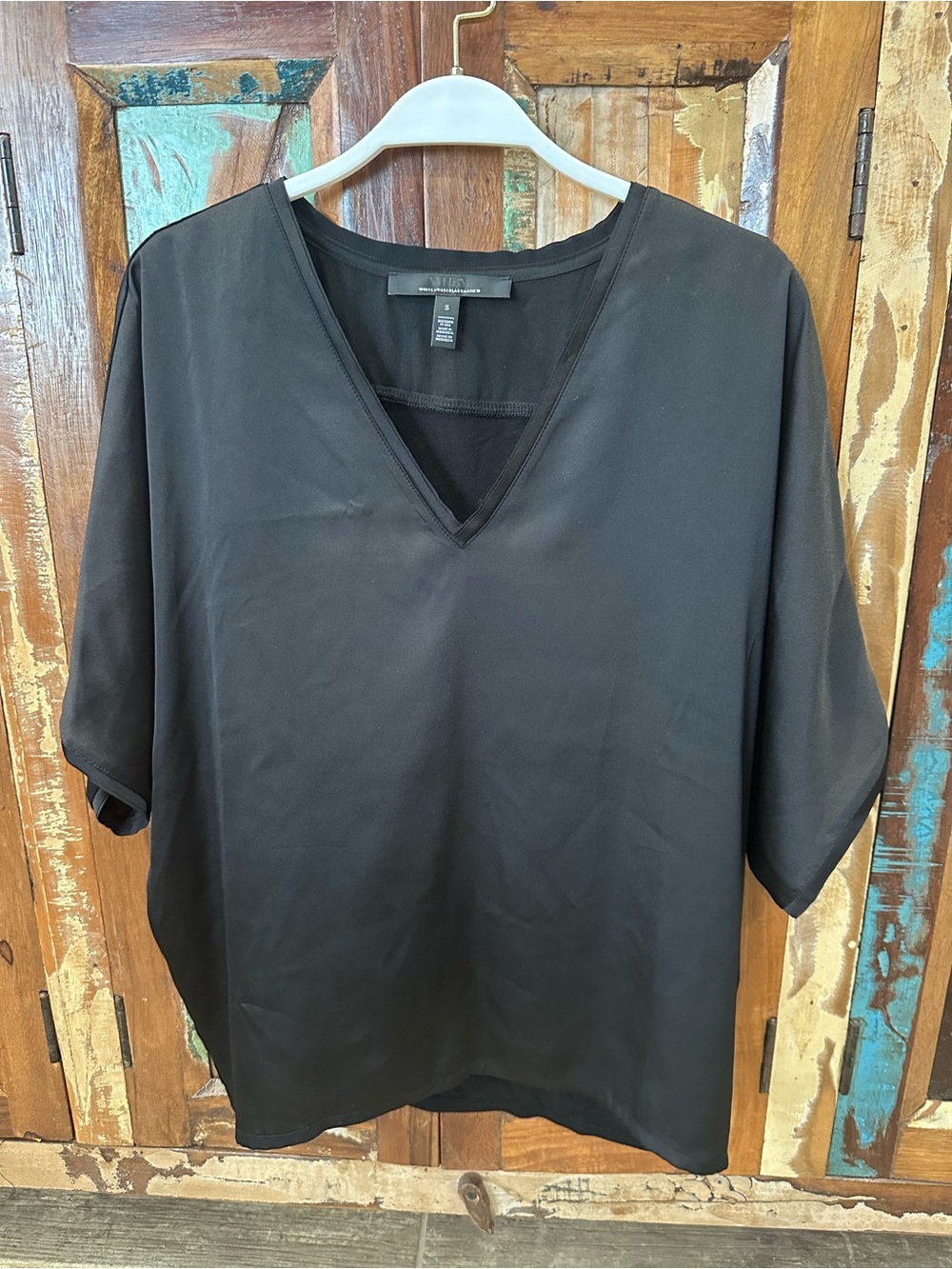 White House Black Market Black V-Neck Tunic Top